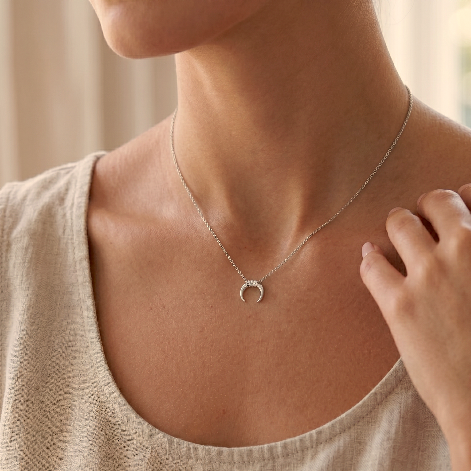 Pave Moon Necklace