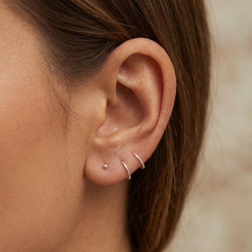14K Solid Gold Mini Clicker Hoop 7mm