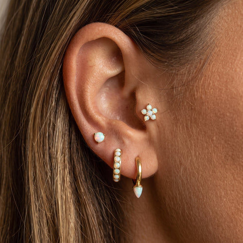 Opal Bullet Huggie Earrings