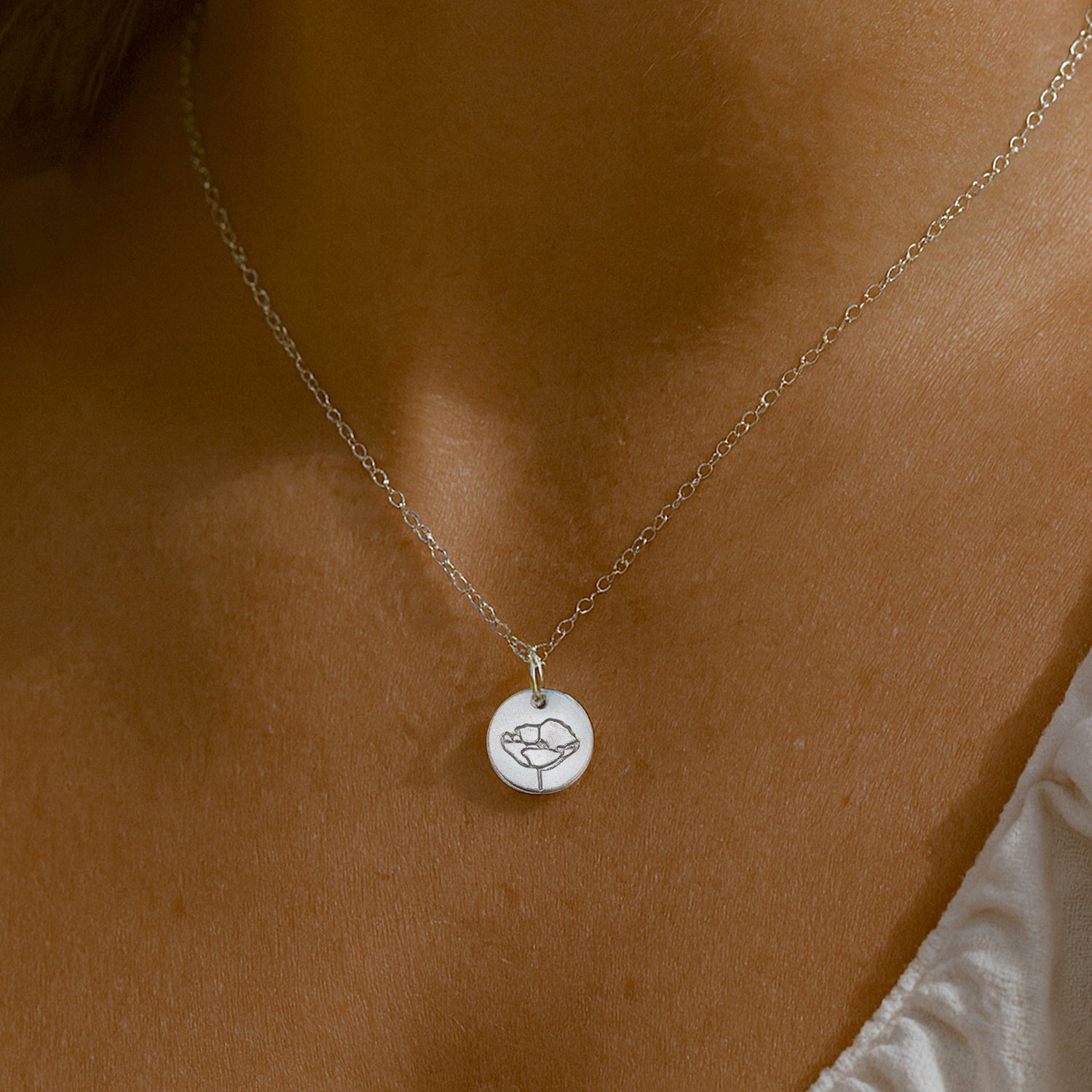 Personalized Mini Birth Flower Necklace