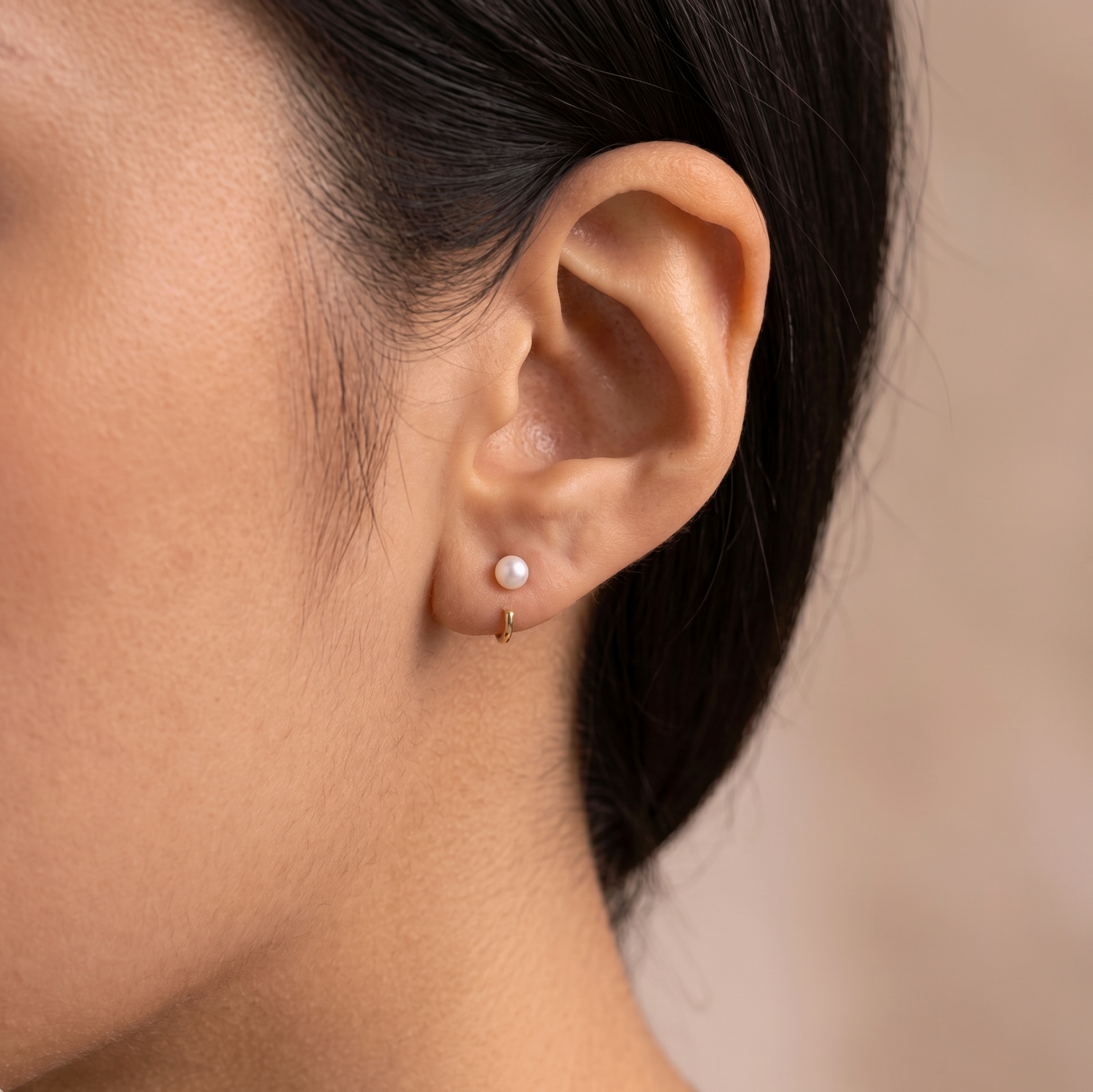Pearl Huggies Earrings