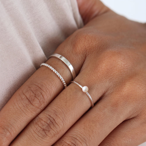 Mini Pearl Ring Silver