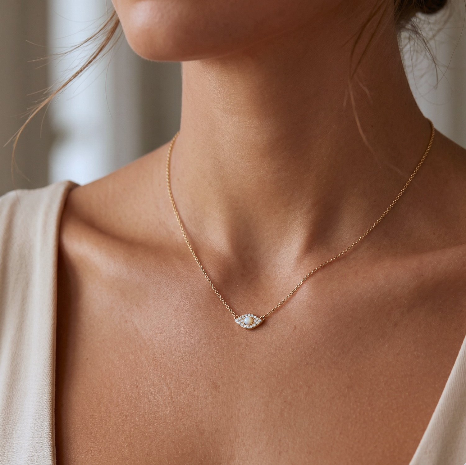 Opal Evil Eye Necklace