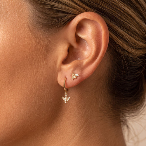 Little Bumble Bee Hoop Earrings
