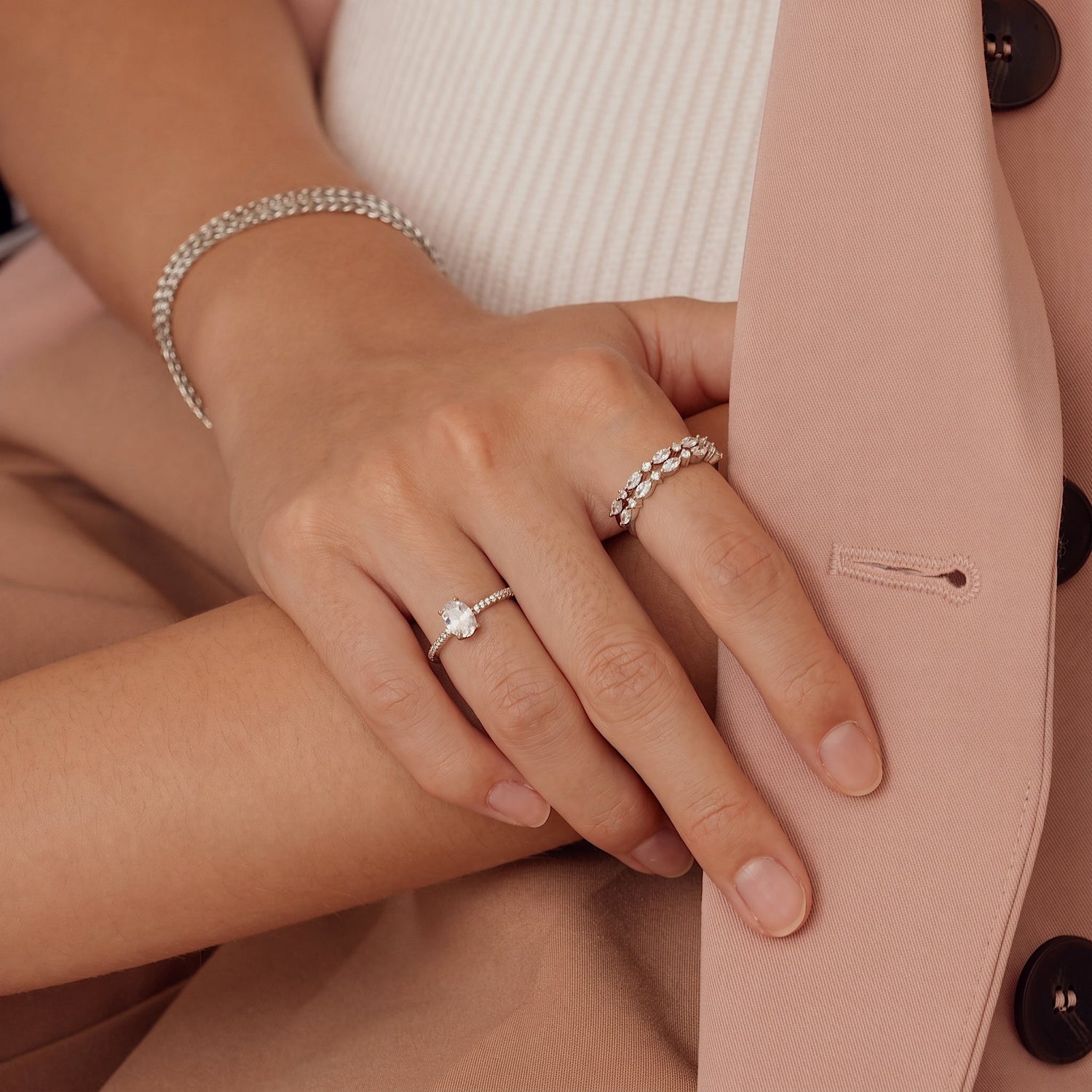 Oval Solitaire Silver Ring