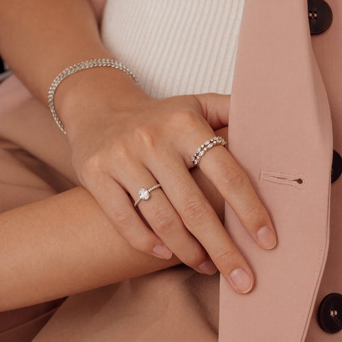 Oval Solitaire Silver Ring