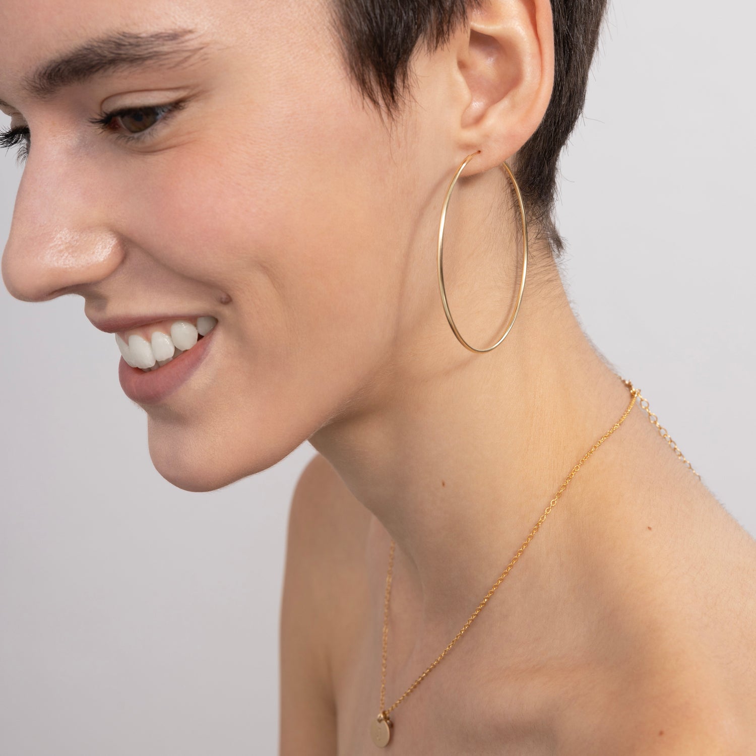 14K Solid Gold Large Endless Hoop Earrings 60mm