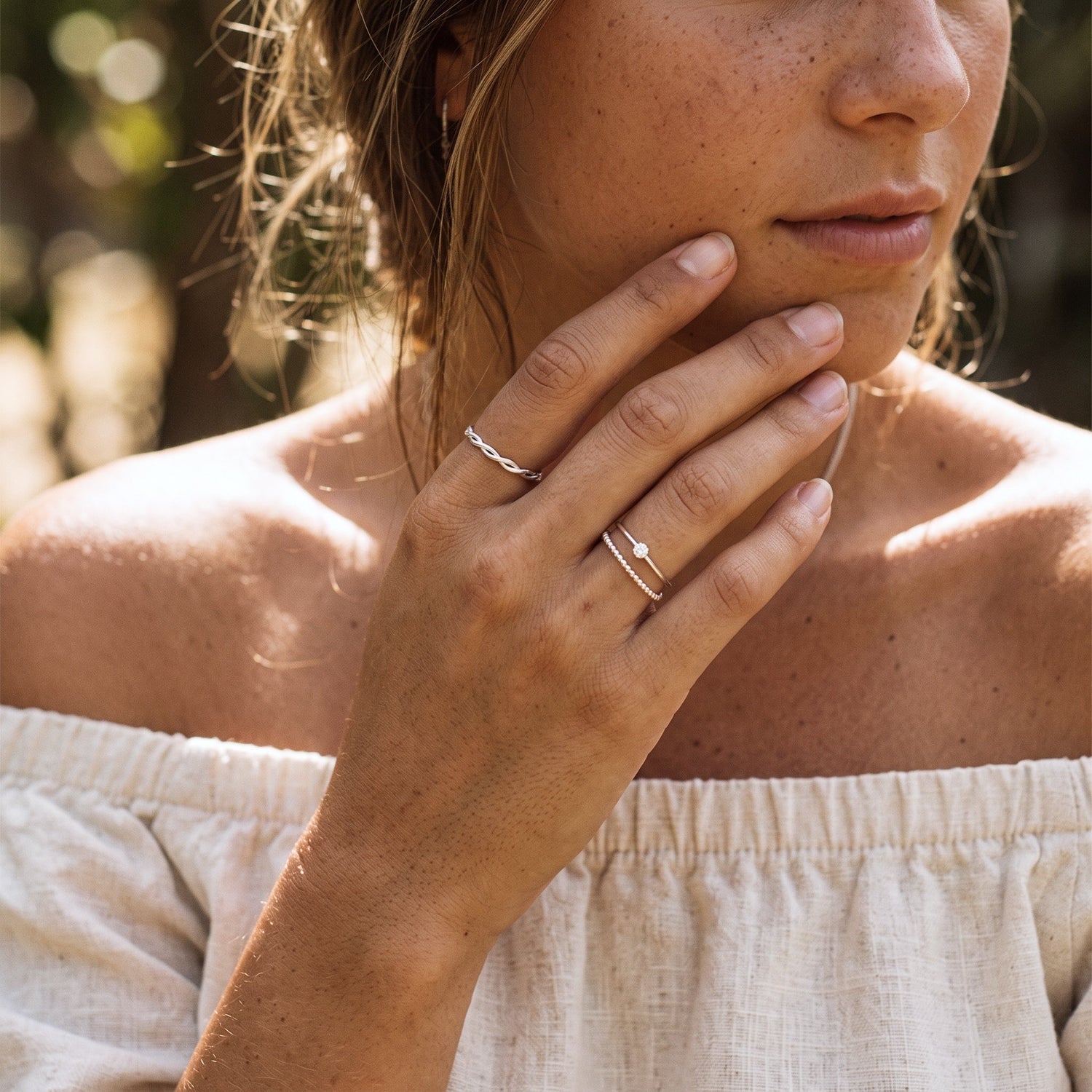 Braided Skinny Ring Silver