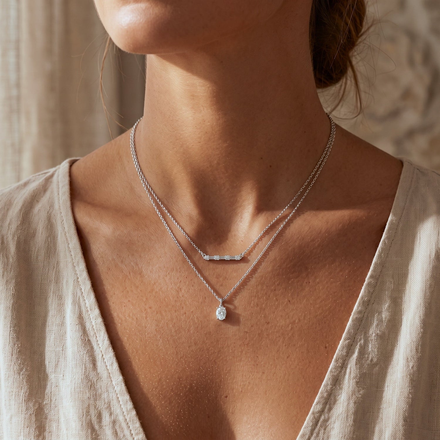 Cluster Baguette Necklace
