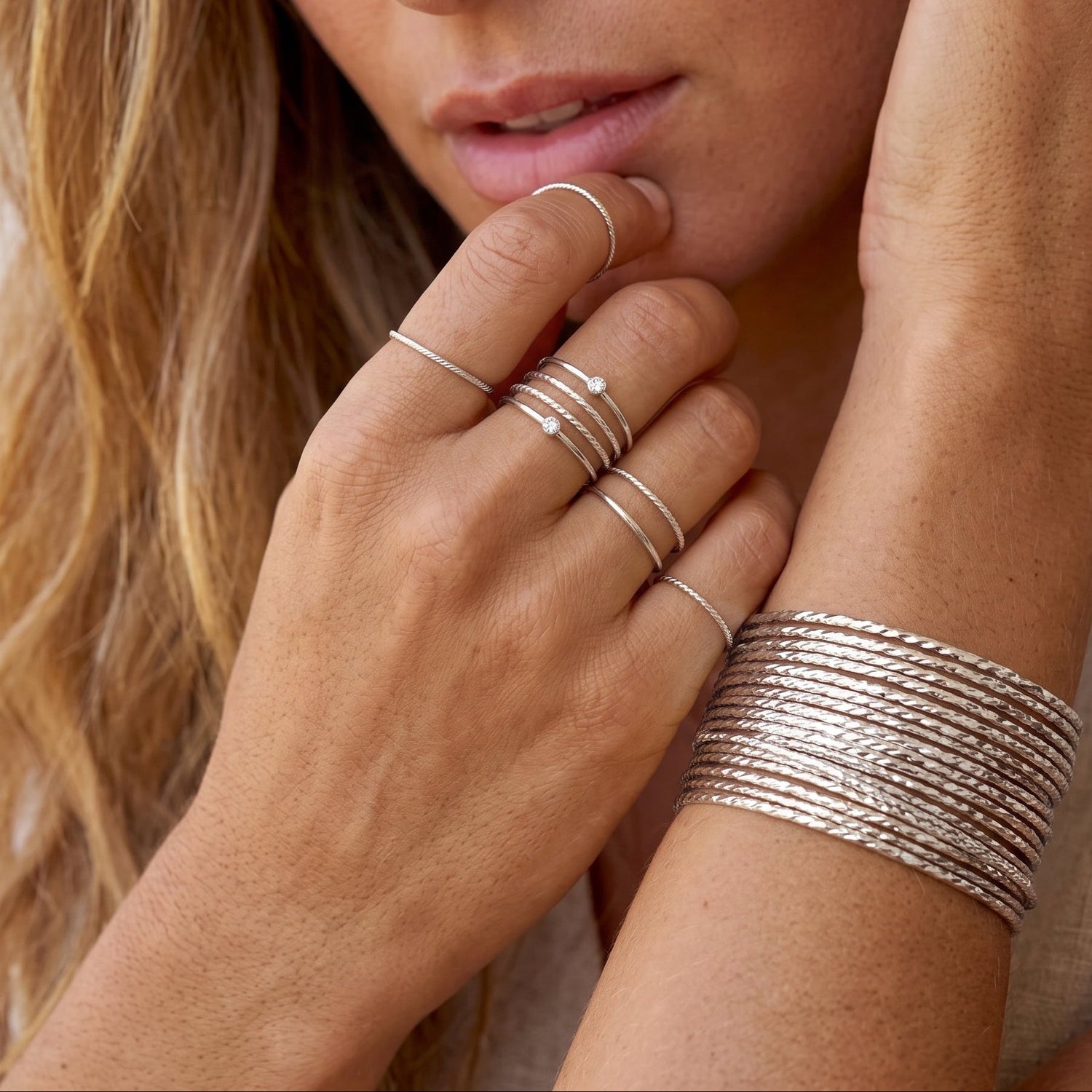 Sparkle Skinny Ring Silver