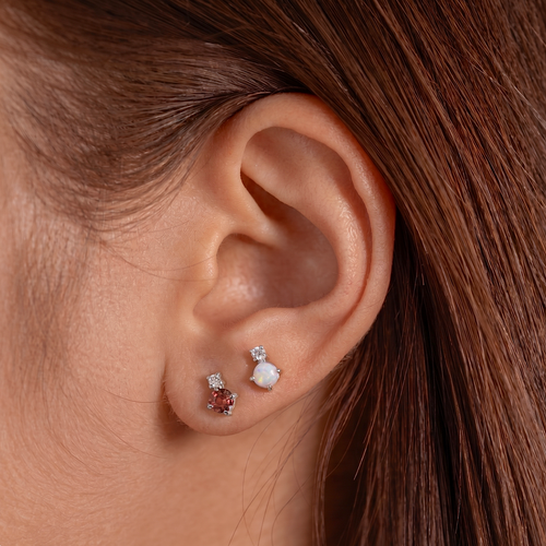 Rhodolite CZ Stud Earrings