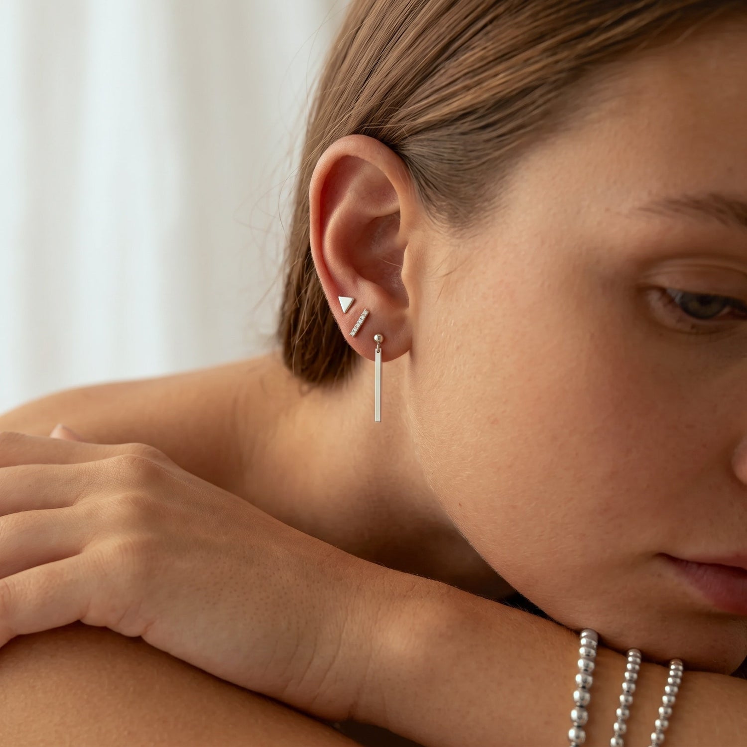 Sleek Skinny Bar Stud Earrings