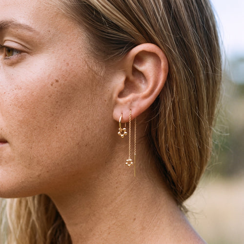 Floral Petal Beaded Hoop Earrings