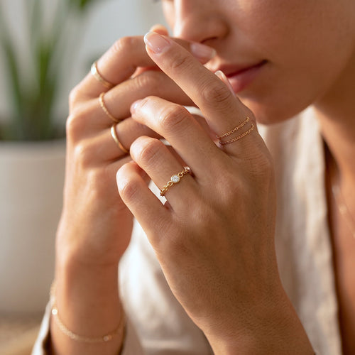 Mini Chain Clear Bezel Ring