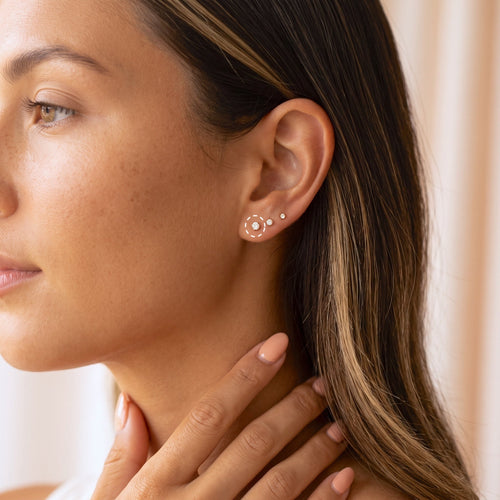 Sparkly CZ Stud Earrings - Gold