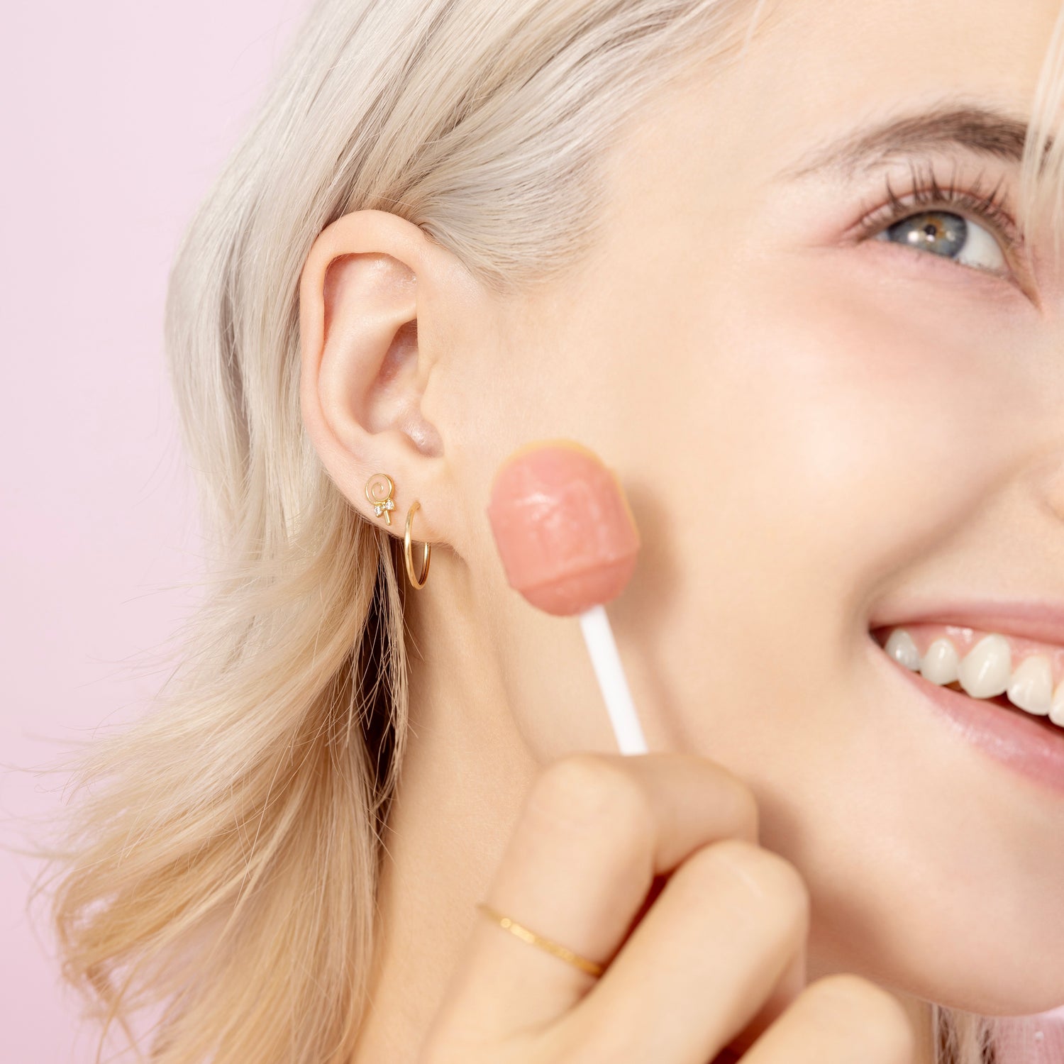 14K Solid Gold Endless Small Hoop Earrings 15mm