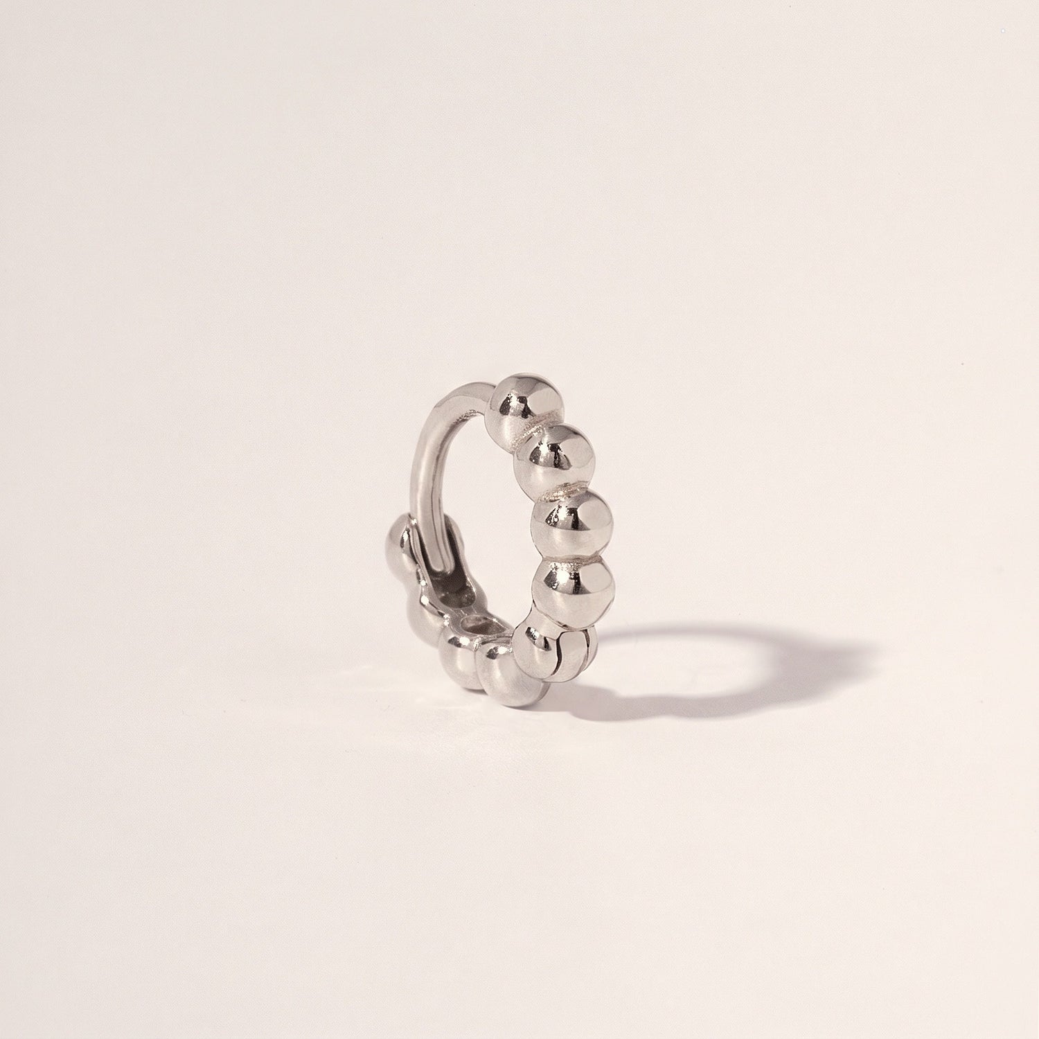 14K Solid Gold Bubble Tiny Hoop Earring