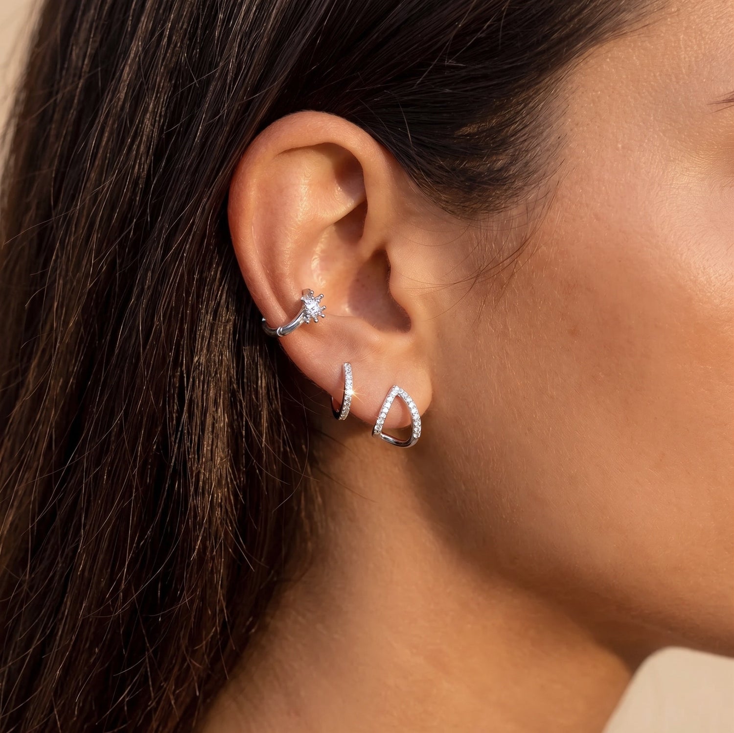 Double Sparkling Pave Stud Earrings
