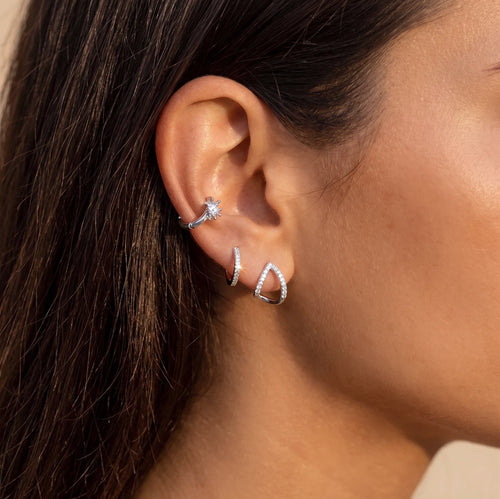 Double Sparkling Pave Stud Earrings