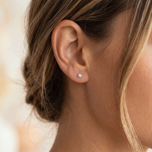 Sparkly CZ Stud Earrings - Gold