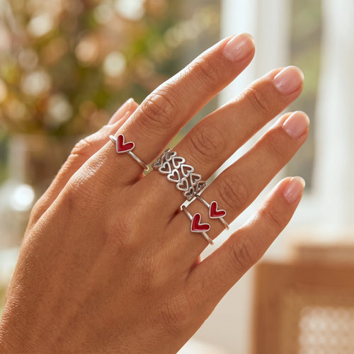 Open Heart Band Silver Ring