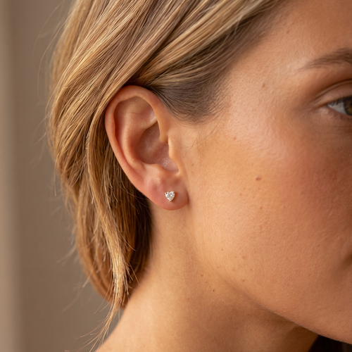 CZ Heart Stud Earrings