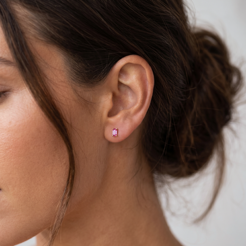 Ruby Baguette Stud Earrings