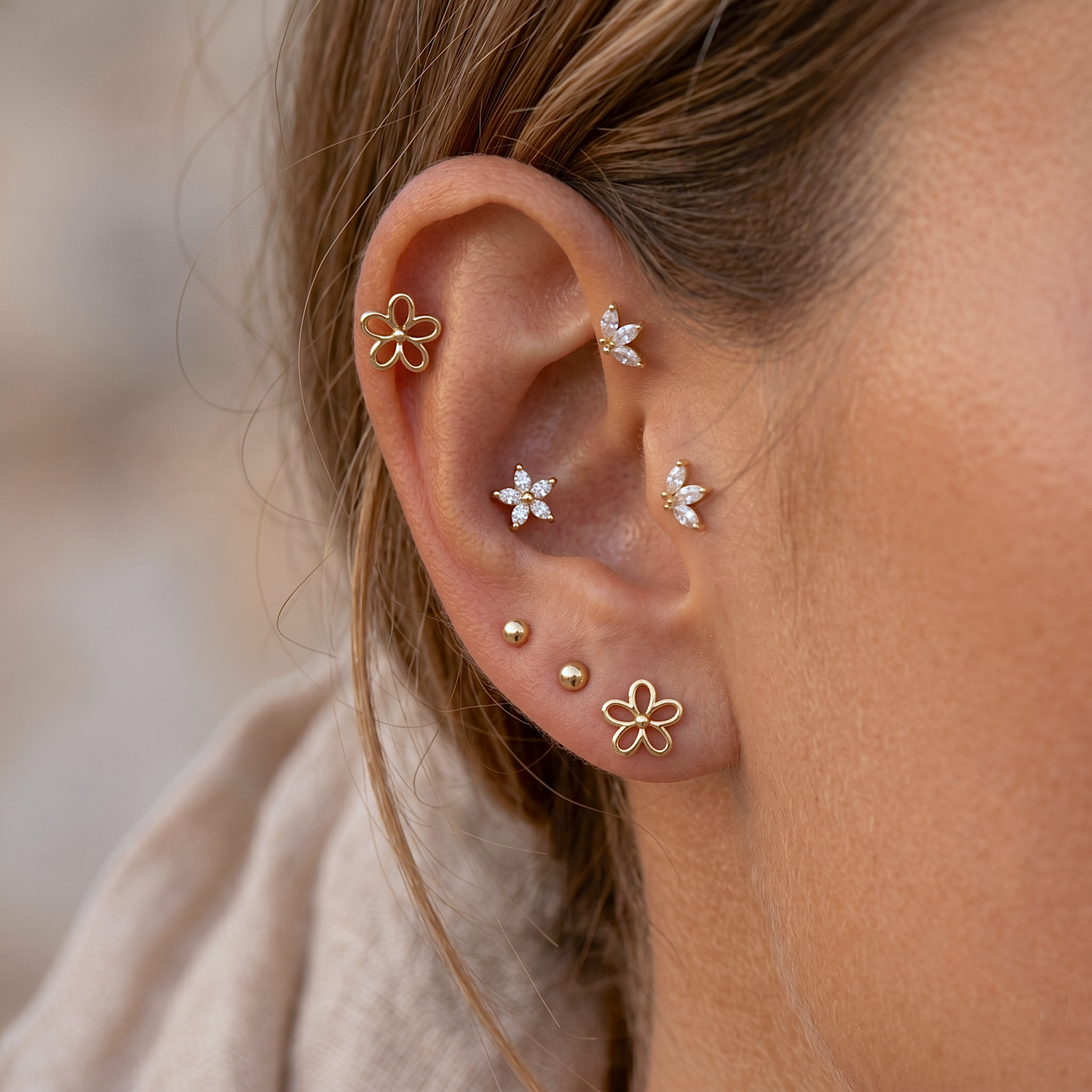 Lotus Flatback Earring