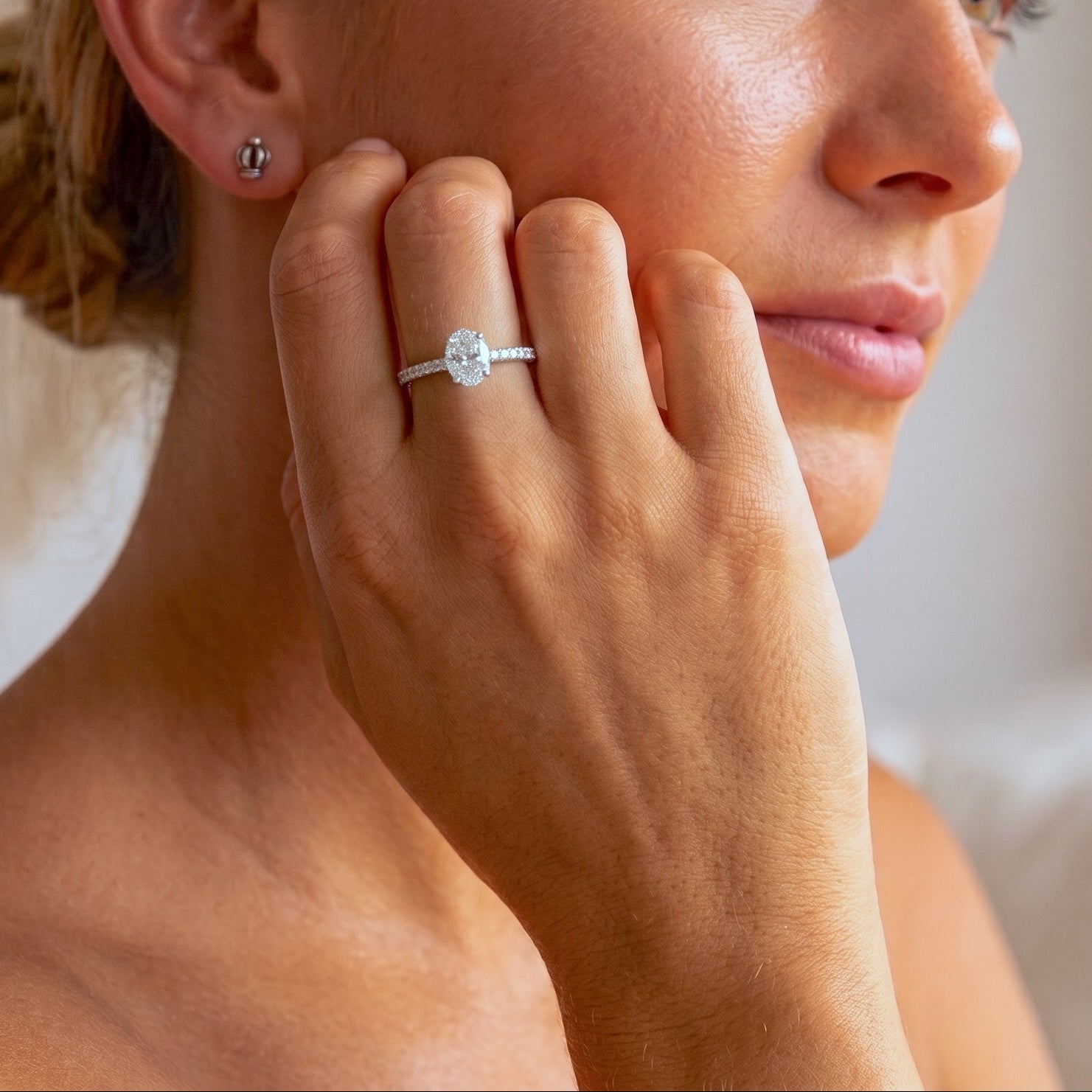 Oval Solitaire Silver Ring