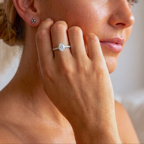 Oval Solitaire Silver Ring