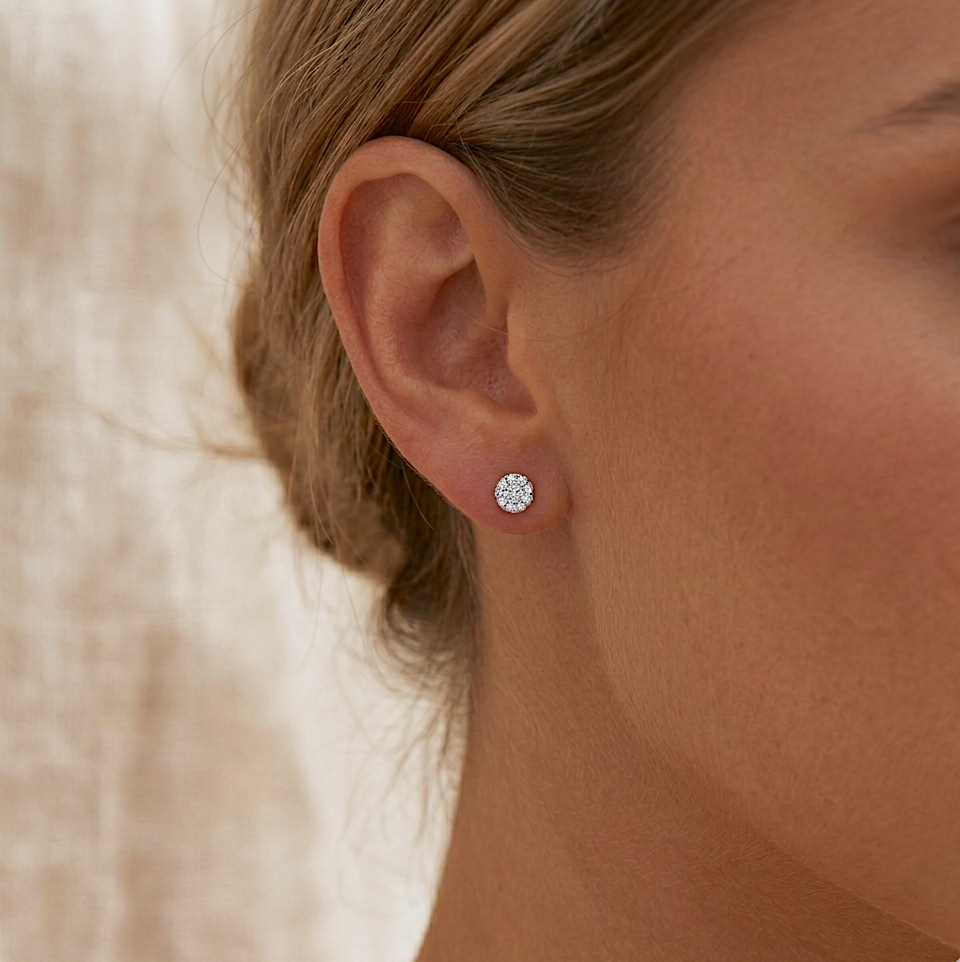 Mini Pave Disc Stud Earrings