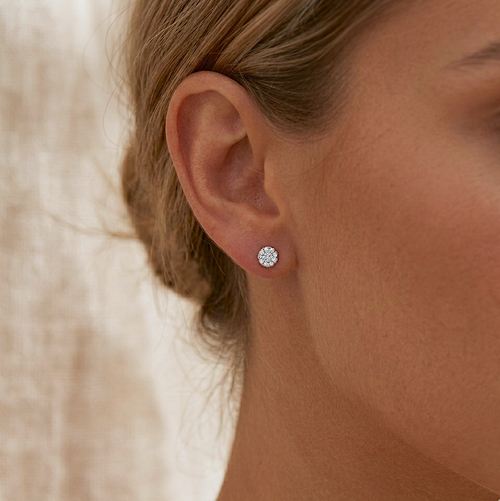 Mini Pave Disc Stud Earrings