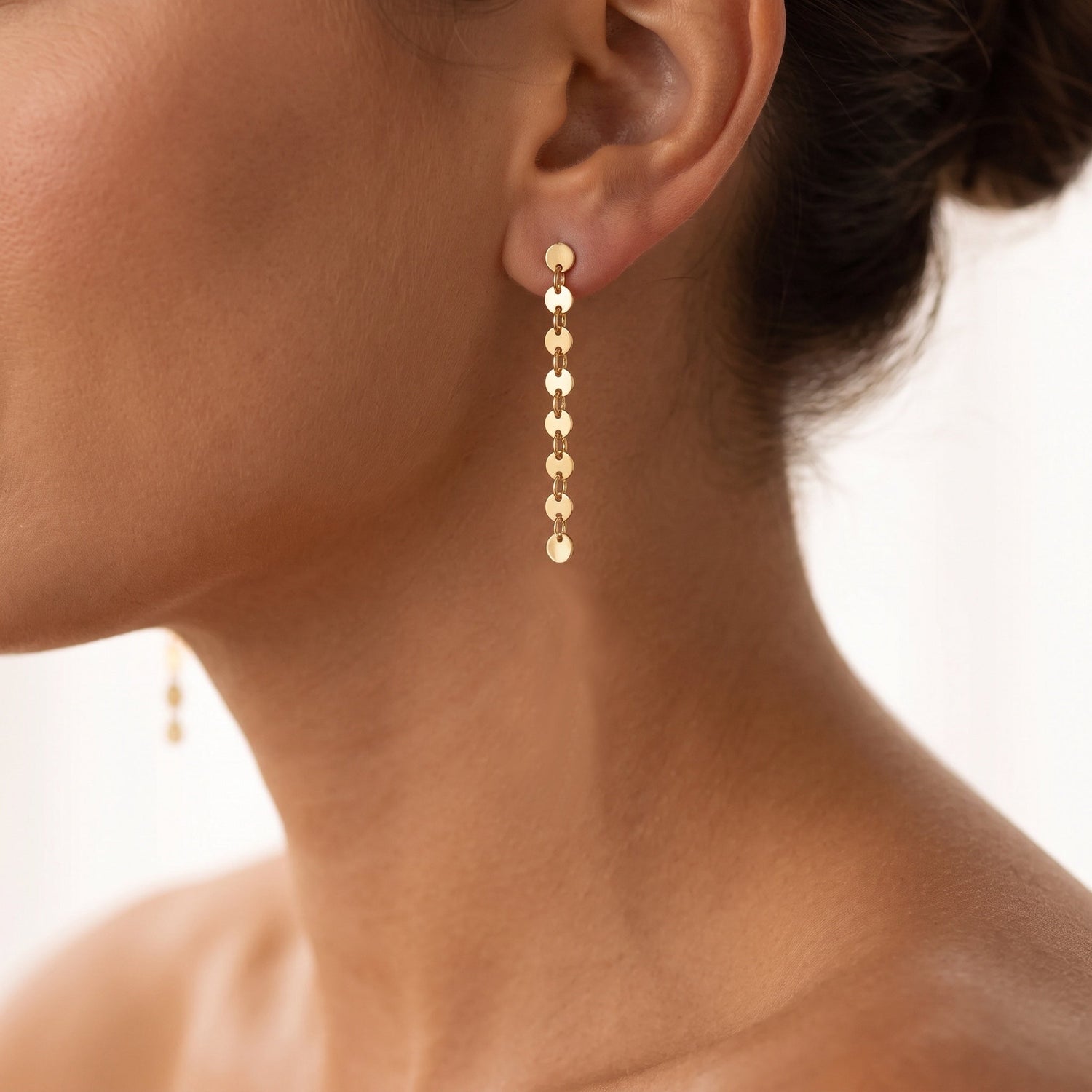 Coin Disc Long Earrings