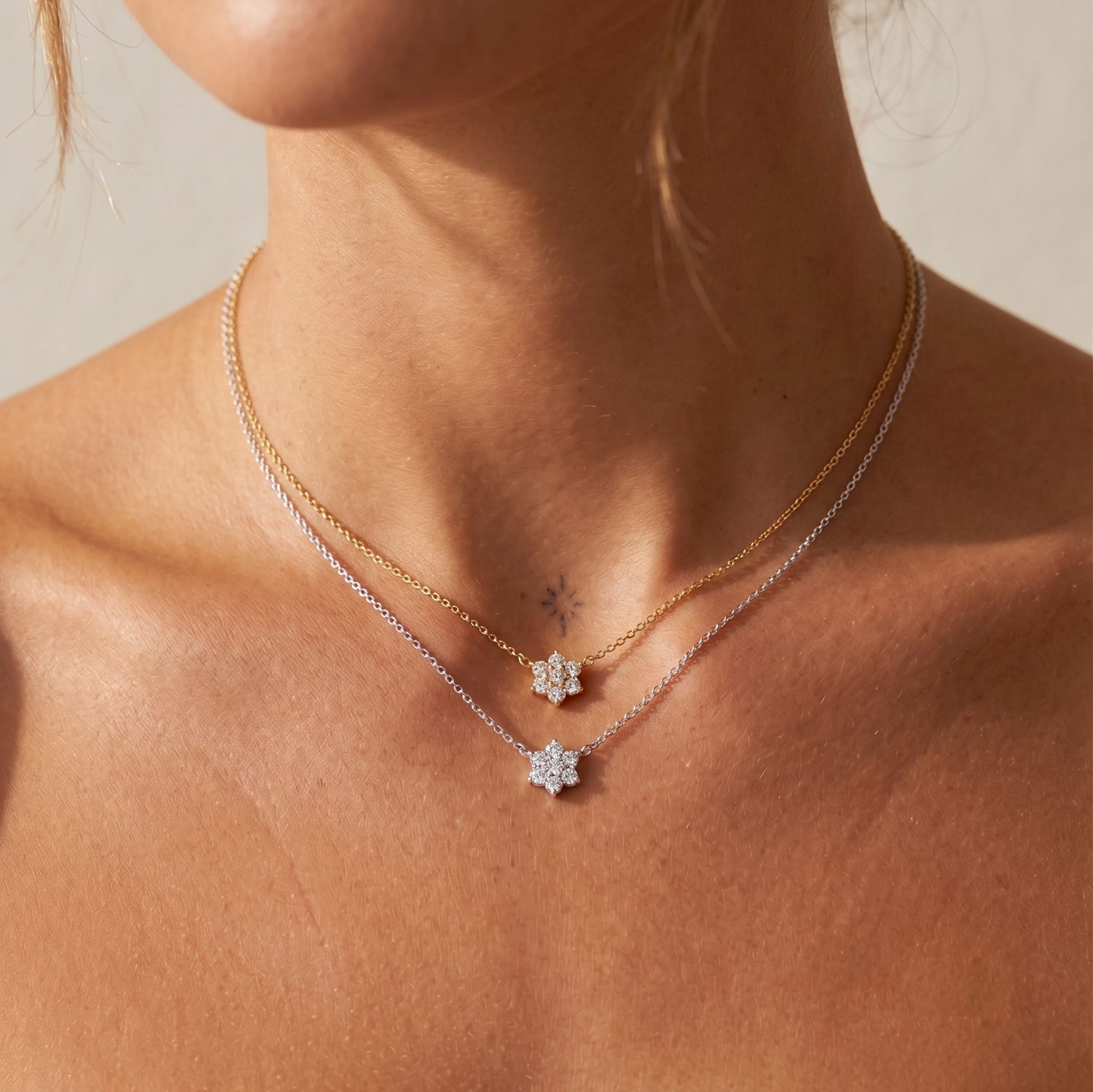 Pave Flower Necklace