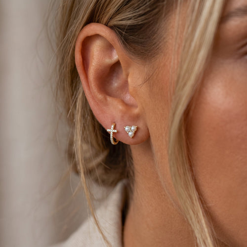 Trinity Pearl Stud Earrings