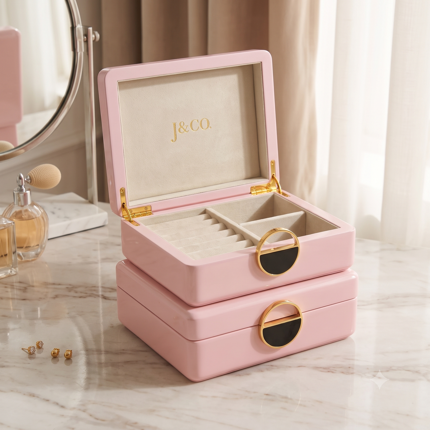Pink Wooden Big Jewelry Box