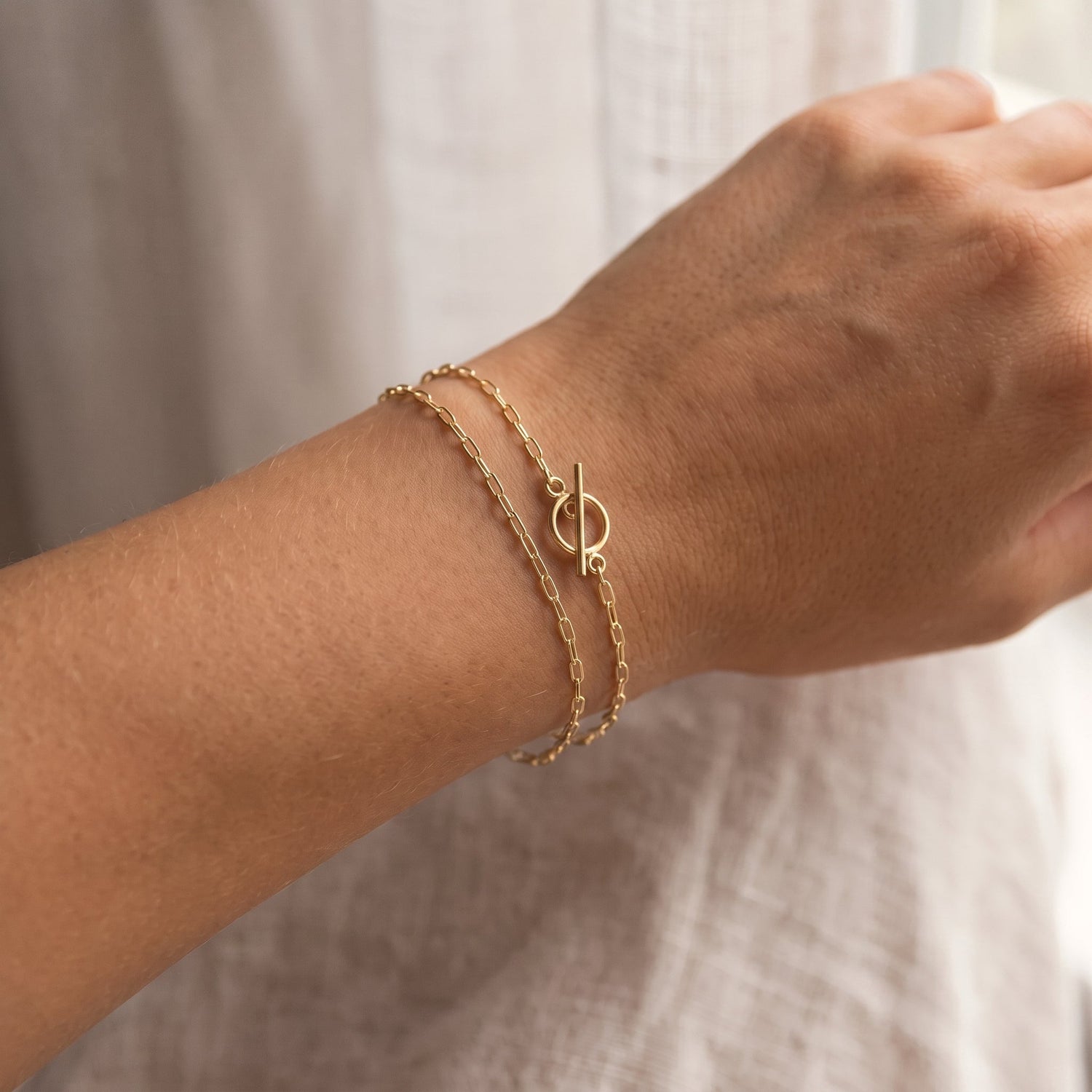 Paper Clip Chain Toggle Bracelet