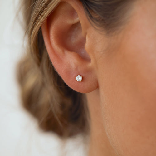 Sparkly CZ Stud Earrings - Gold